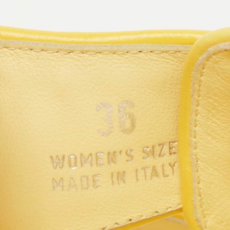 Pre Owned Roger Vivier Yellow Leather Slidy Viv Slides Size 36