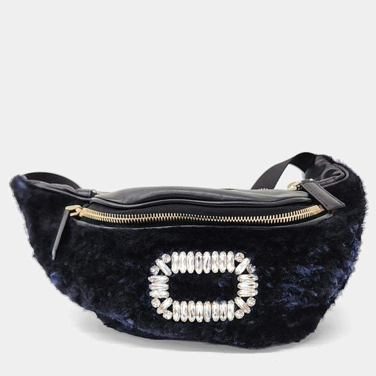 Pre Owned Roger Vivier Navy Blue Canvas and Leather belt bag