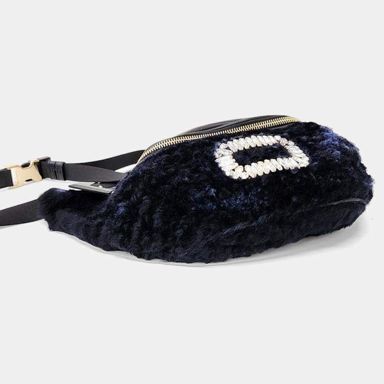 Pre Owned Roger Vivier Navy Blue Canvas and Leather belt bag