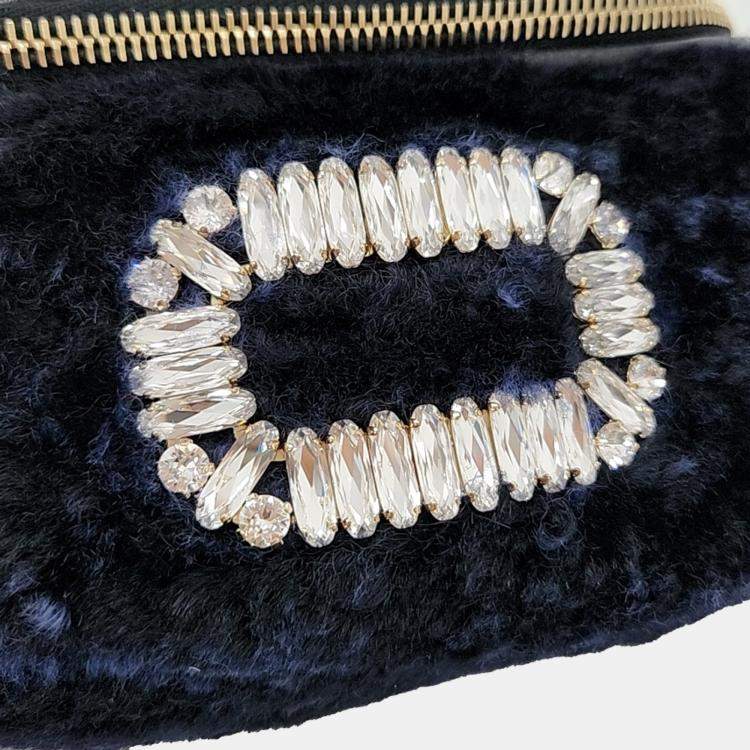 Pre Owned Roger Vivier Navy Blue Canvas and Leather belt bag