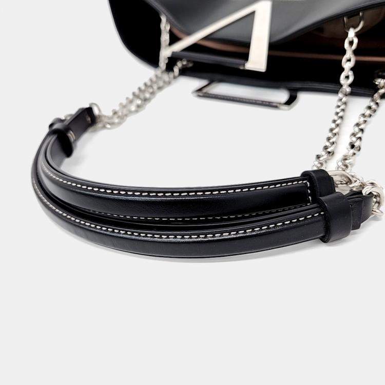 Pre Owned Roger Vivier Black Grey Canvas and Leather shoulder bag