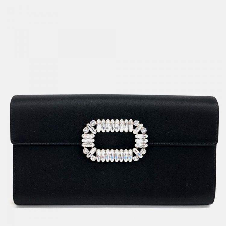 Pre Owned Roger Vivier Black Satin Clutch and shoulder bag
