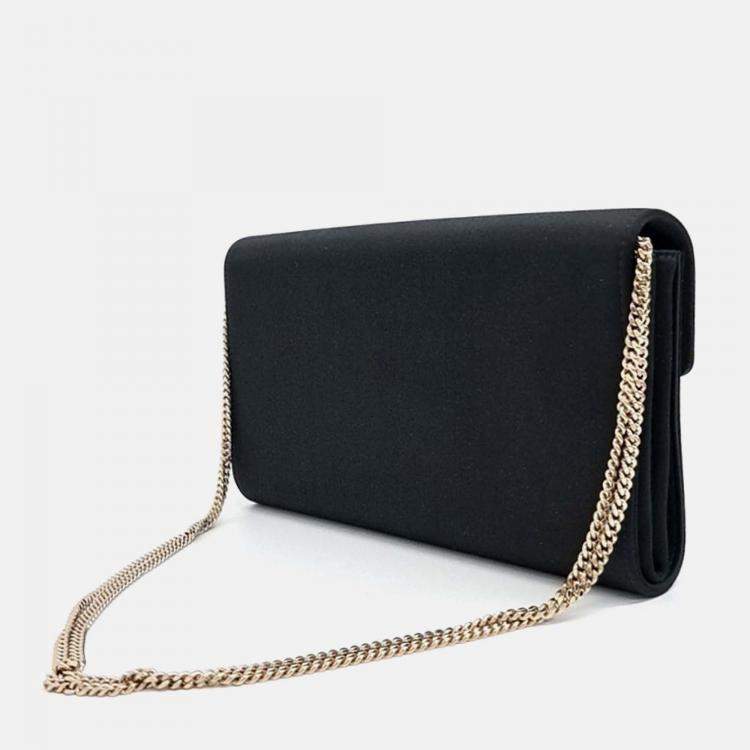 Pre Owned Roger Vivier Black Satin Clutch and shoulder bag