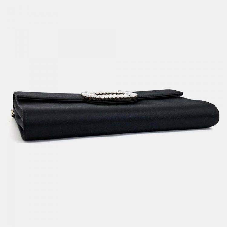 Pre Owned Roger Vivier Black Satin Clutch and shoulder bag