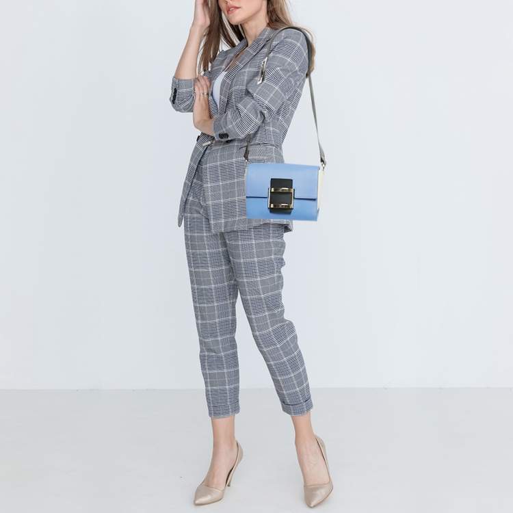 Pre Owned Roger Vivier Tricolor Leather Viv Flap Shoulder Bag