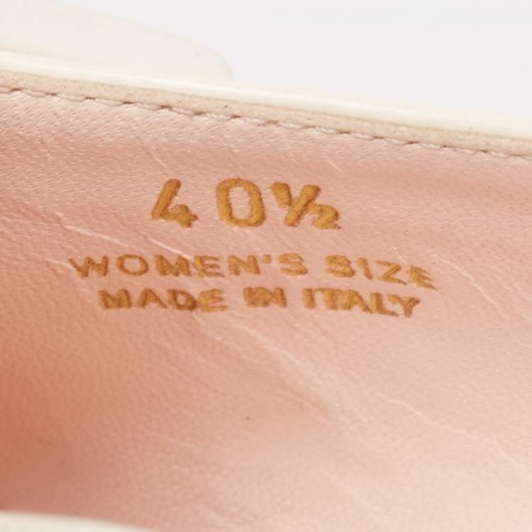 Pre Owned Roger Vivier Cream Patent Leather Trompette D'orsay Flats Size 40.5