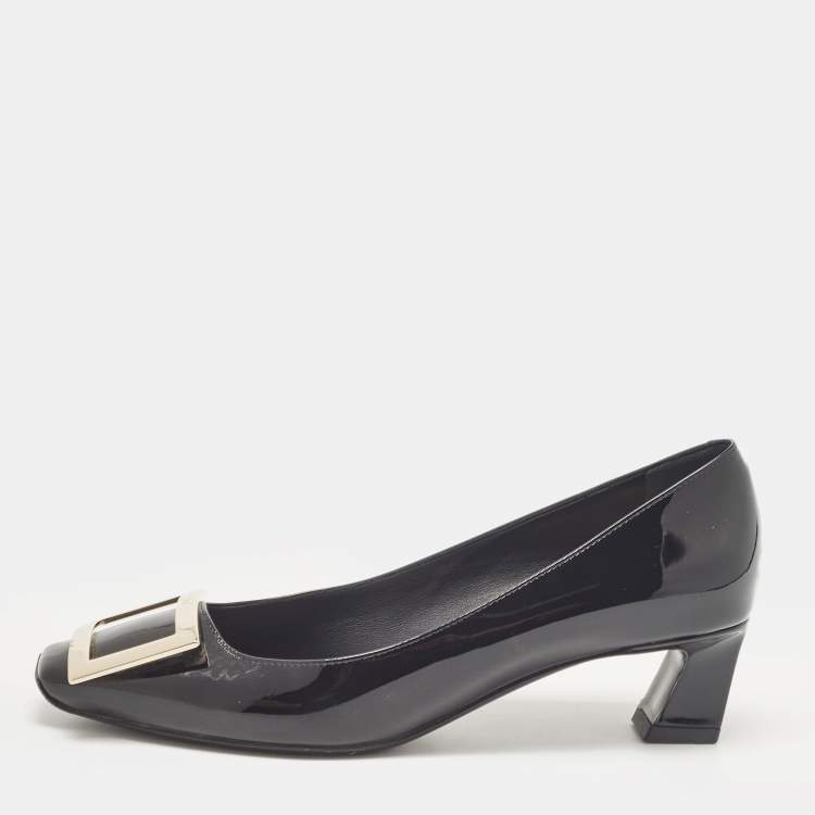 Pre Owned Roger Vivier Black Patent Leather Belle Vivier Pumps Size 35.5