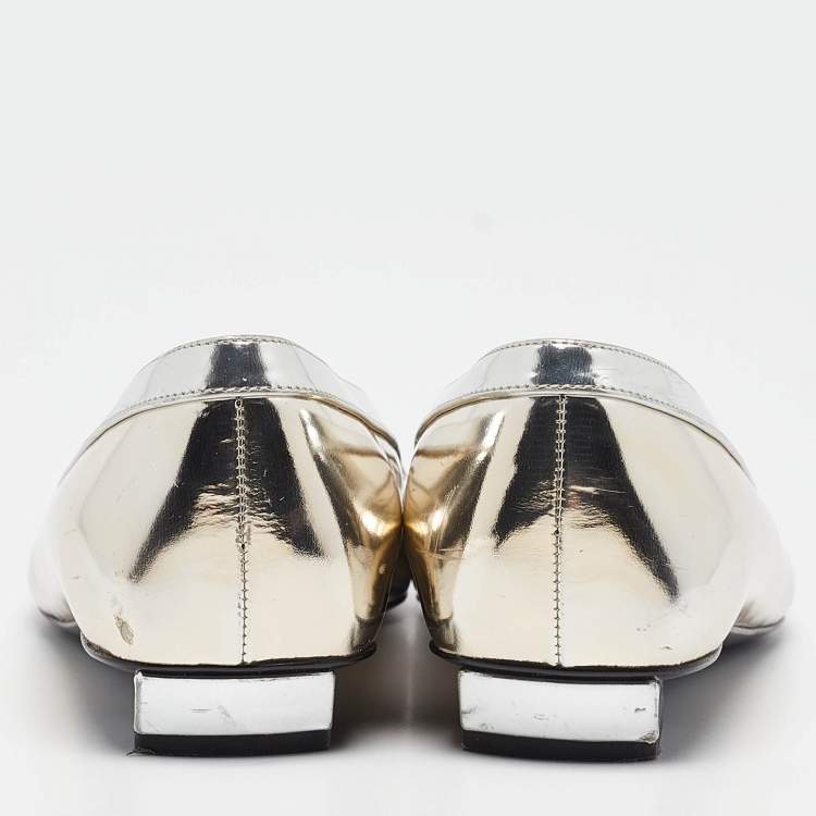 Pre Owned Roger Vivier Two Tone Leather Ballet Flats Size 36