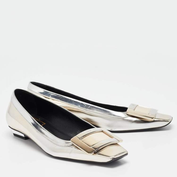 Pre Owned Roger Vivier Two Tone Leather Ballet Flats Size 36