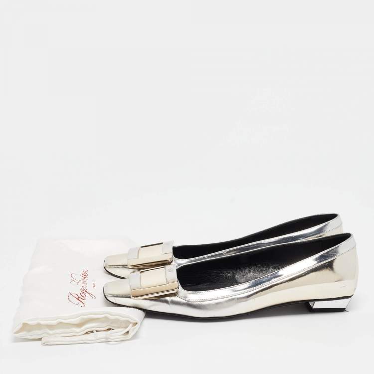 Pre Owned Roger Vivier Two Tone Leather Ballet Flats Size 36