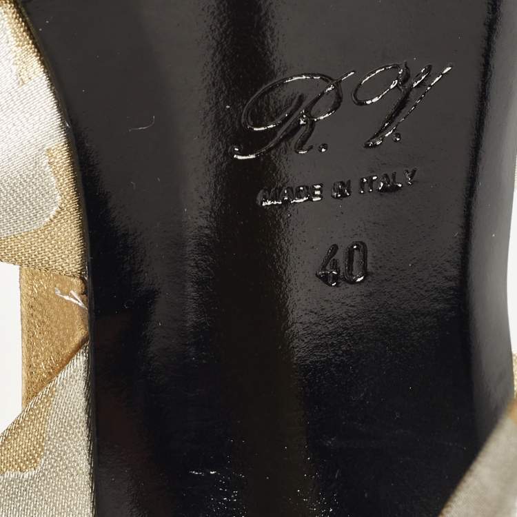 Pre Owned Roger Vivier Two Tone Satin Crystal Embellished Slingback Sandals Size 40