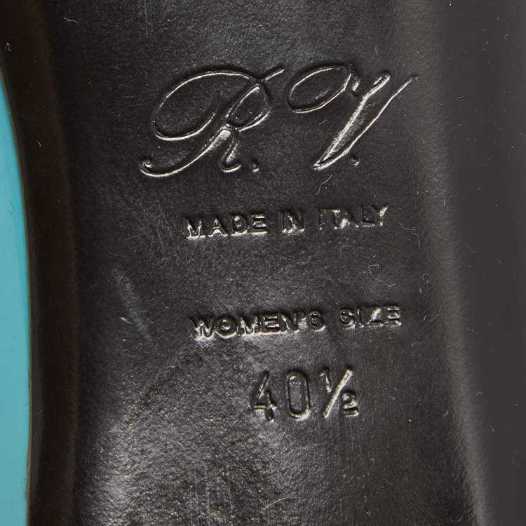 Pre Owned Roger Vivier Blue Patent Trompette Ballet Flats Size 40.5