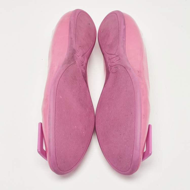 Pre Owned Roger Vivier Pink Patent Leather Gommette Ballet Flats Size 40