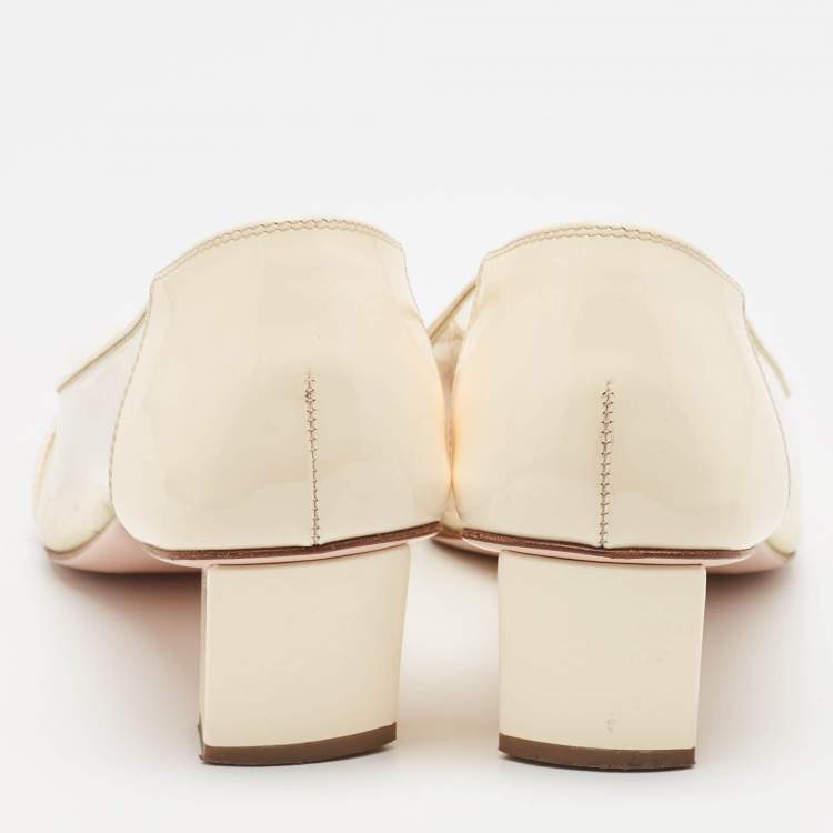 Pre Owned Roger Vivier Cream Patent Leather and PVC Belle Vivier Pumps Size 36