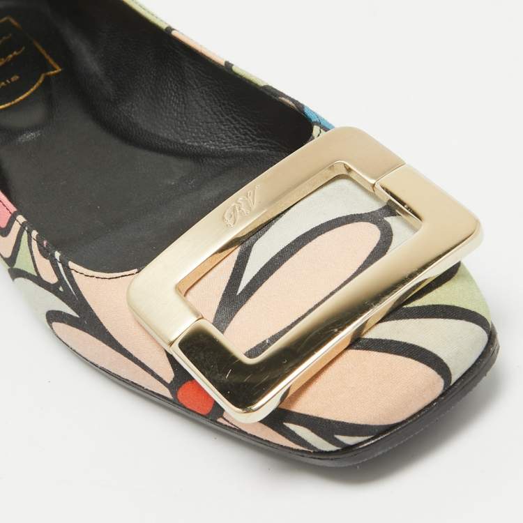 Pre Owned Roger Vivier Multicolor Canvas Ballet Flats Size 35.5