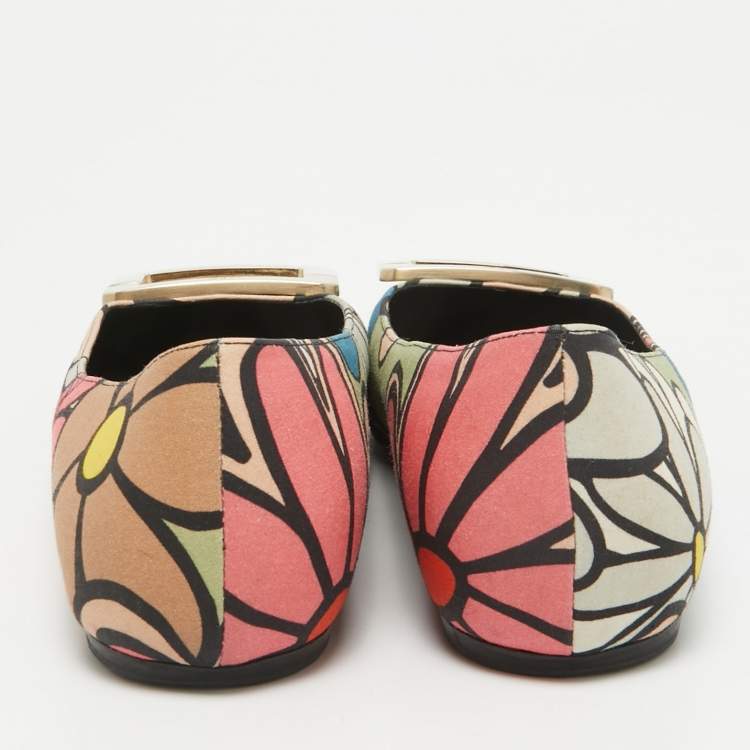 Pre Owned Roger Vivier Multicolor Canvas Ballet Flats Size 35.5