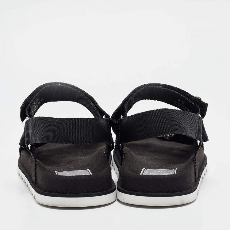 Pre Owned Roger Vivier Black Canvas Crystal Embellished Flat Sandals Size  41