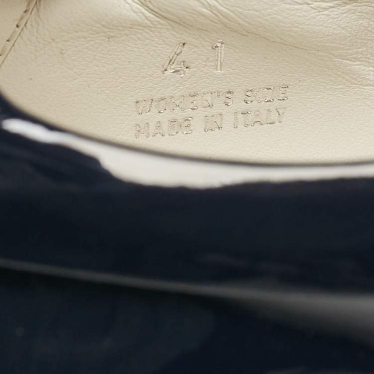 Pre Owned Roger Vivier Navy Blue Patent  Viv Crystal Embellished Sneakers Size 41