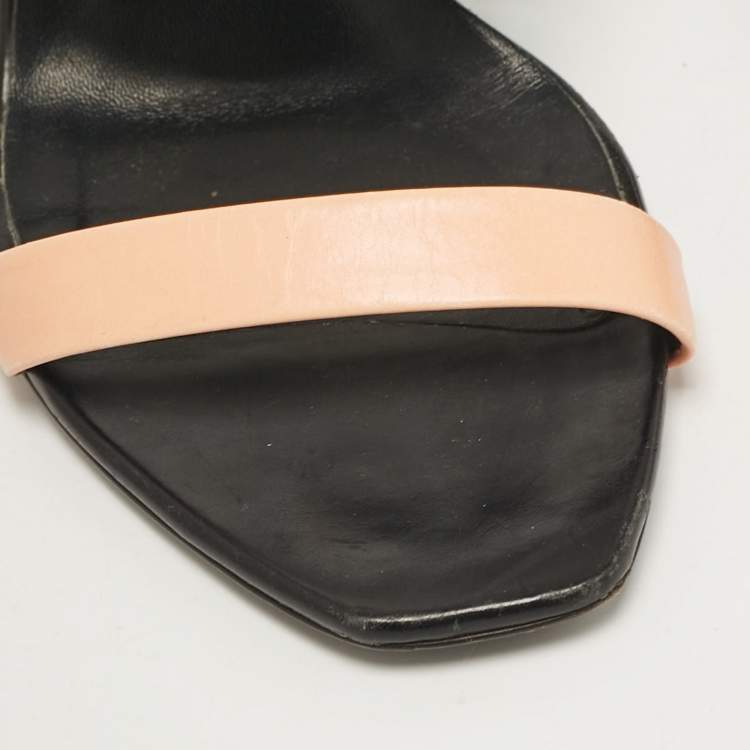Pre Owned Roger Vivier Multicolor Leather Buckle Slide Sandals Size 38