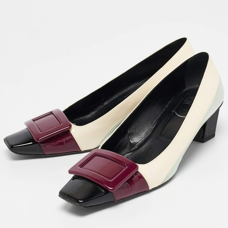 Pre Owned Roger Vivier Multicolor Patent Leather Belle Pumps Size 38