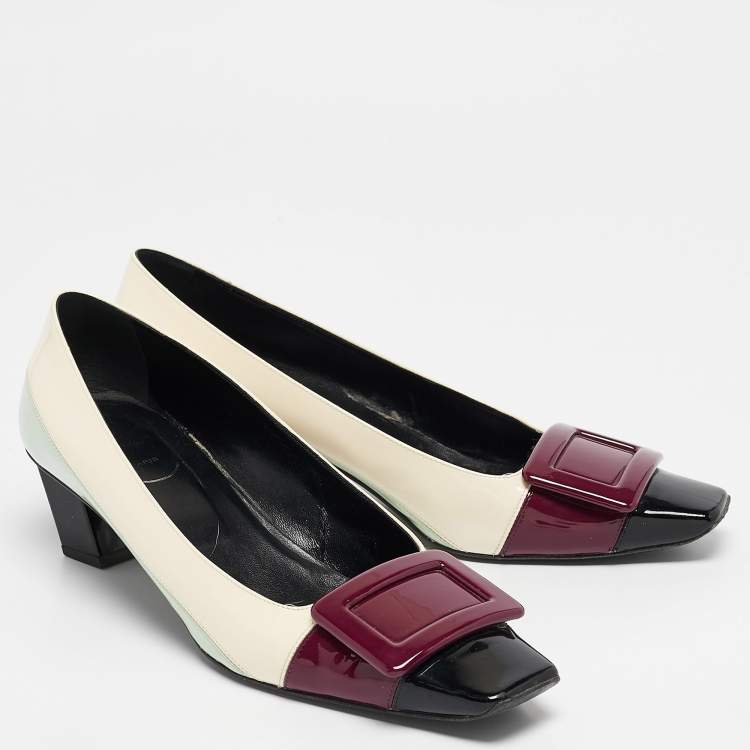 Pre Owned Roger Vivier Multicolor Patent Leather Belle Pumps Size 38