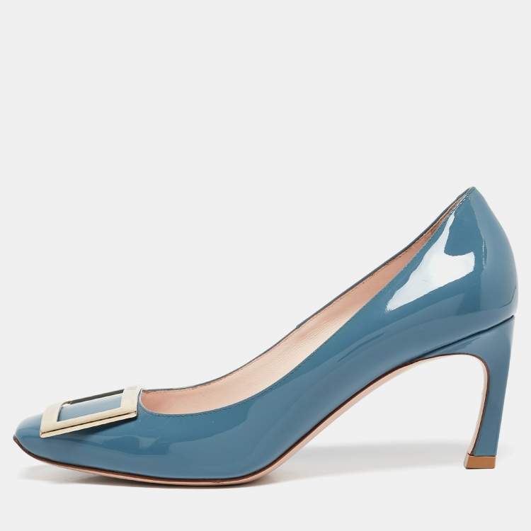 Pre Owned Roger Vivier Blue Patent Leather Belle Vivier Pumps Size 36