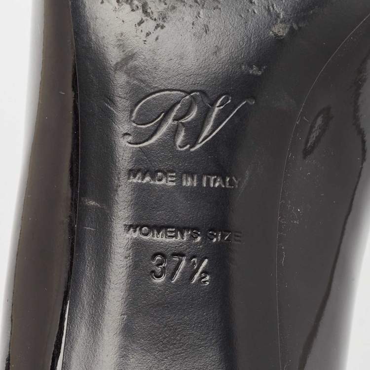 Pre Owned Roger Vivier Black Patent Leather U-Look Pumps Size 37.5
