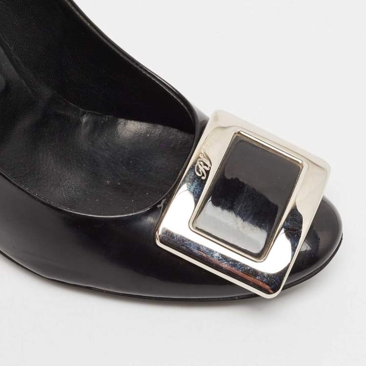 Pre Owned Roger Vivier Black Patent Leather Belle Vivier Trompette Pumps Size 37