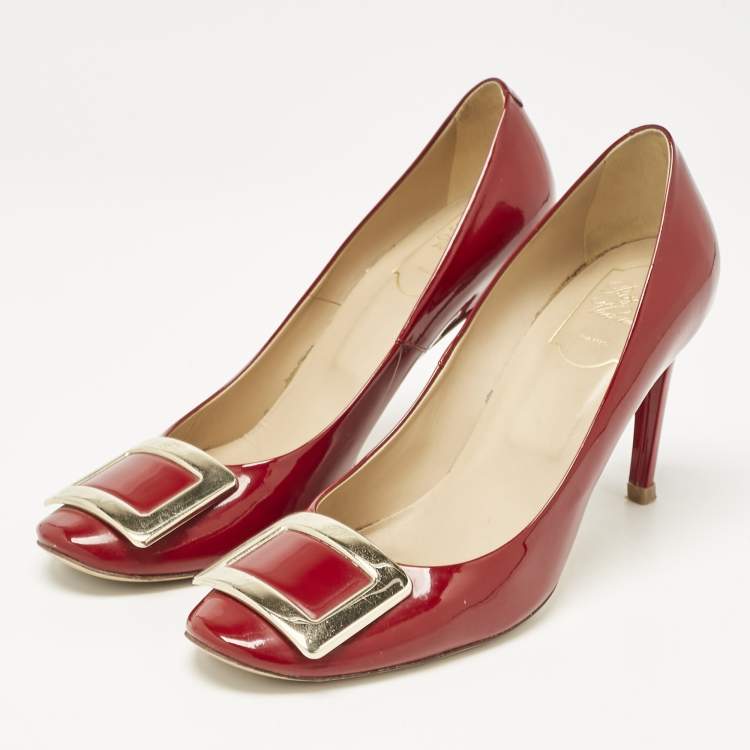 Pre Owned Roger Vivier Red Patent Leather Belle Vivier Pumps Size 39