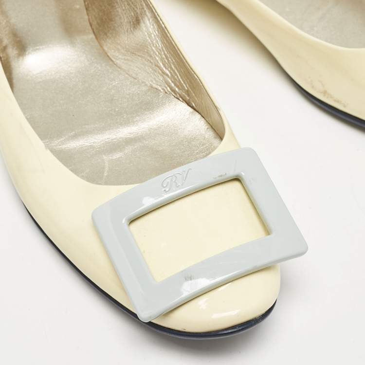 Pre Owned Roger Vivier Yellow Patent Leather Trompette Ballet Flats Size 39