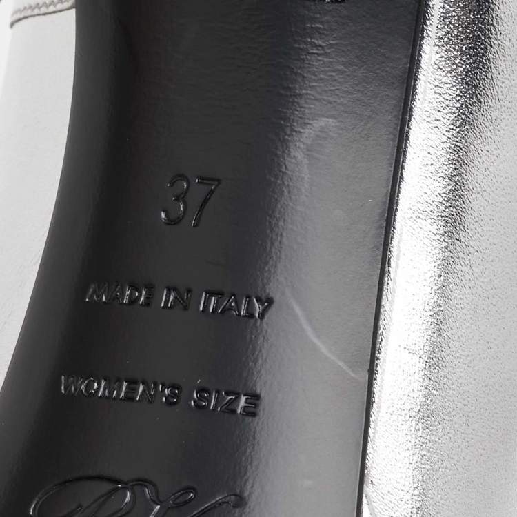 Pre Owned Roger Vivier Silver Leather Belle Vivier Trompette Platform Pumps Size 37
