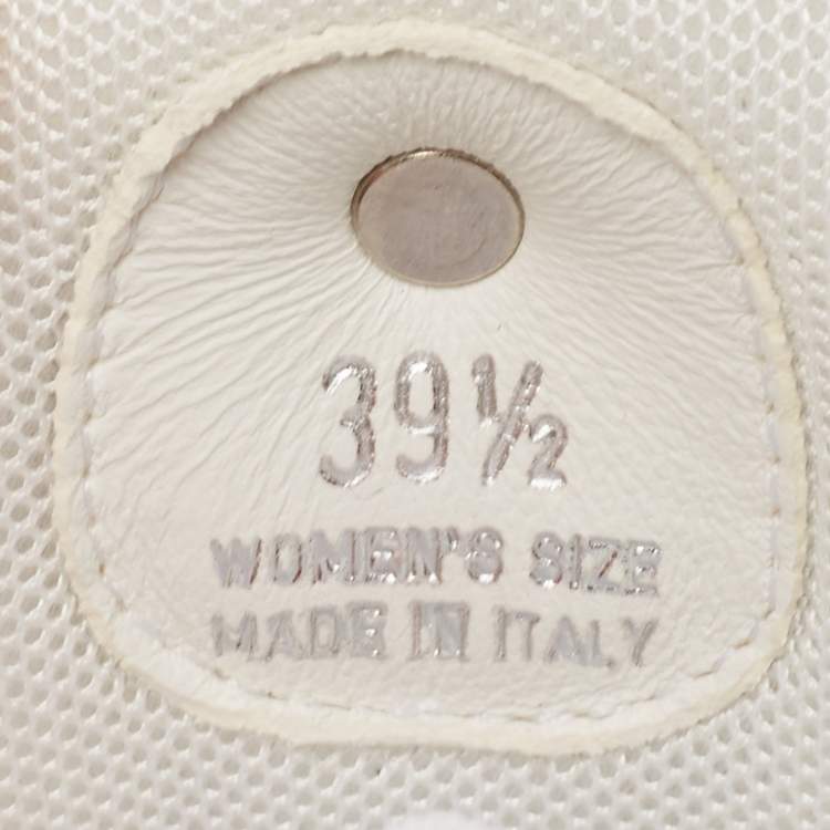 Pre Owned Roger Vivier White Nylon Viv Run Crystal Buckle Sneakers Size 39.5