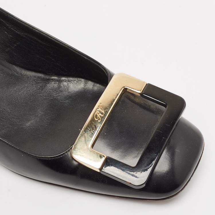 Pre Owned Roger Vivier Black Leather U Look Pumps Size 38.5