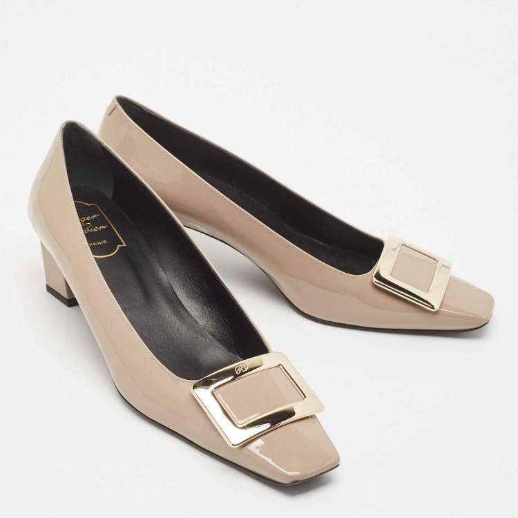 مملوكة مسبقًا Roger Vivier Beige Patent Leather Belle Vivier Pumps Size 41