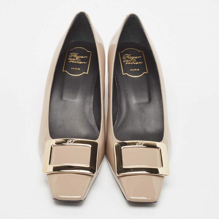 مملوكة مسبقًا Roger Vivier Beige Patent Leather Belle Vivier Pumps Size 41