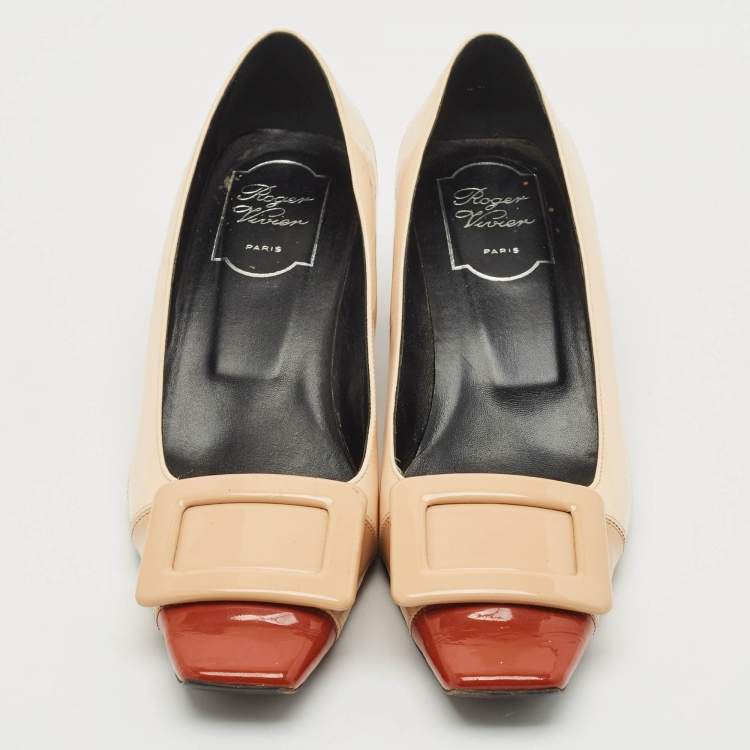 Pre Owned Roger Vivier Multicolor Patent Leather Belle Pumps Size 36.5
