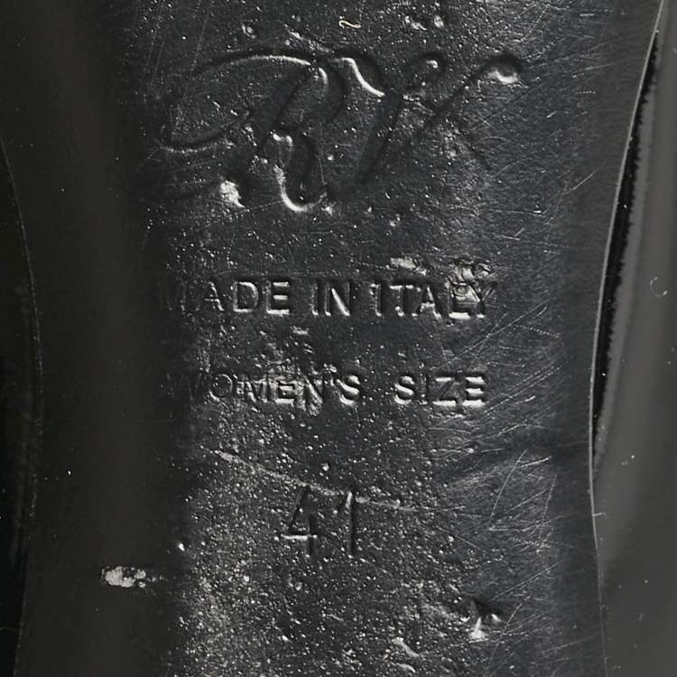 مملوكة مسبقًا Roger Vivier Black Patent Leather Belle Ballet Flats Size 41