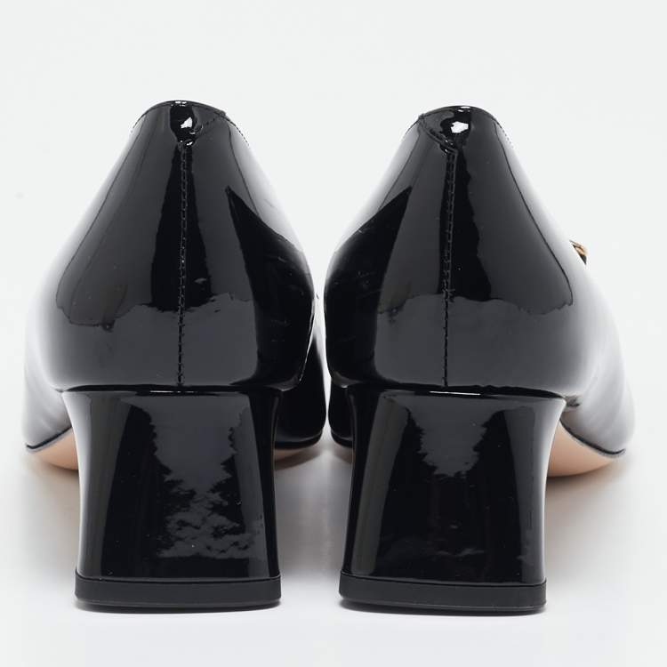 مملوكة مسبقًا Roger Vivier Black Patent Leather Belle Vivier Block Heel Pumps Size 37