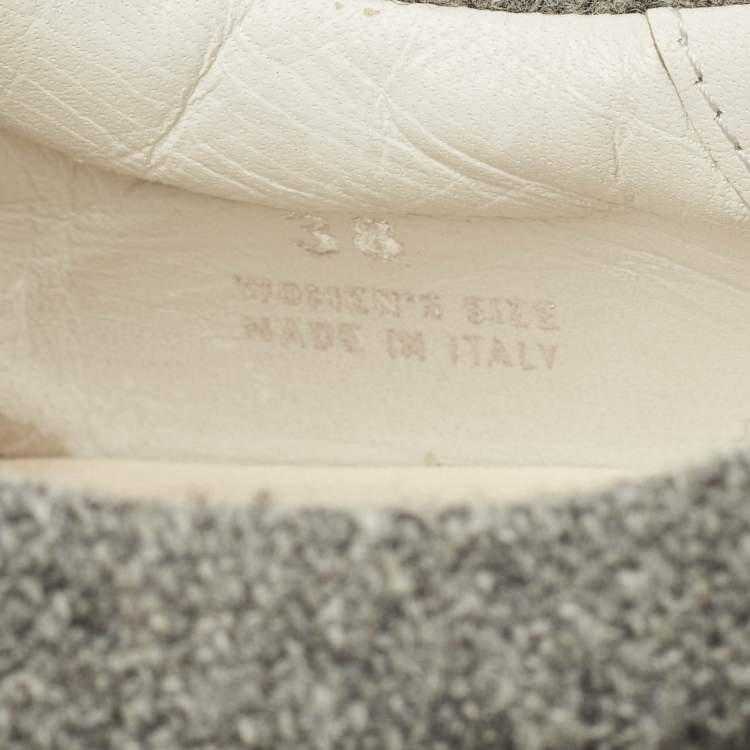 مملوكة مسبقًا Roger Vivier Grey Wood  Crystal Embellished Slip On Sneakers Size 38