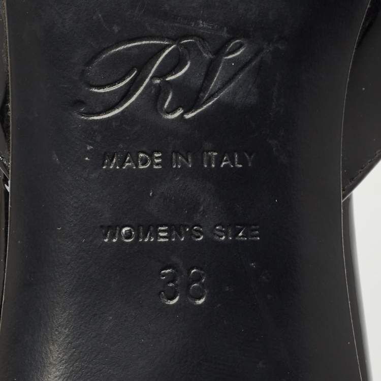 Pre Owned Roger Vivier Black Patent Leather Belle Vivier Mules Size 38