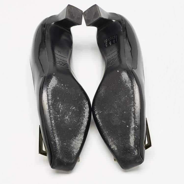 Pre Owned Roger Vivier Black Patent Leather Trompette Pumps Size 38