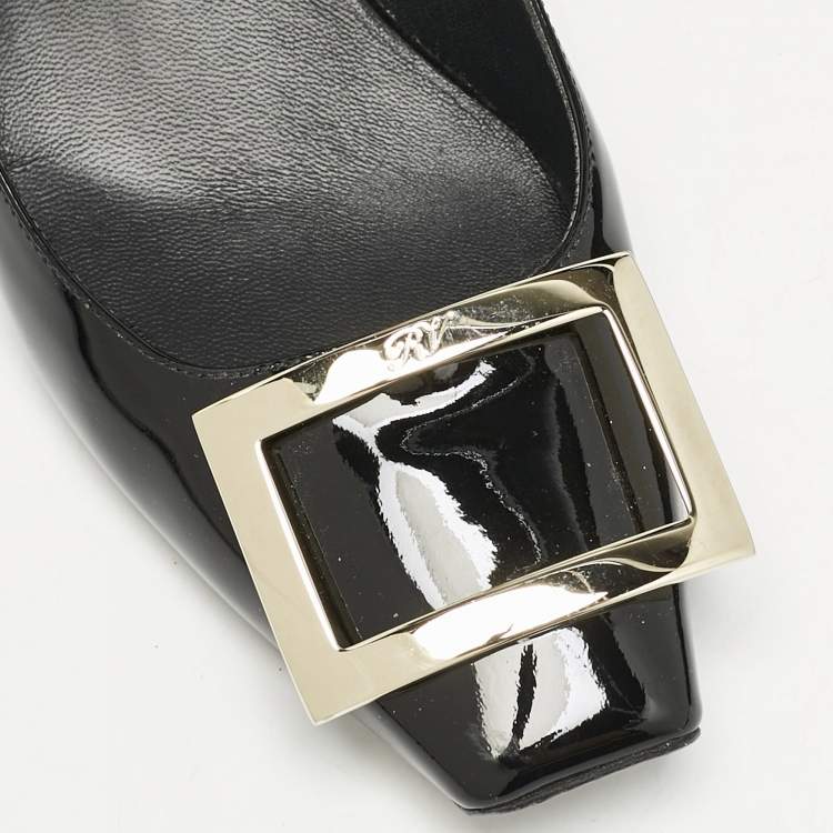 Pre Owned Roger Vivier Black Patent Leather Trompette Pumps Size 38