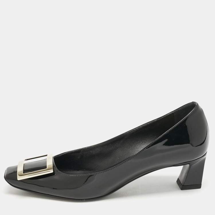 Pre Owned Roger Vivier Black Patent Leather Trompette Pumps Size 38