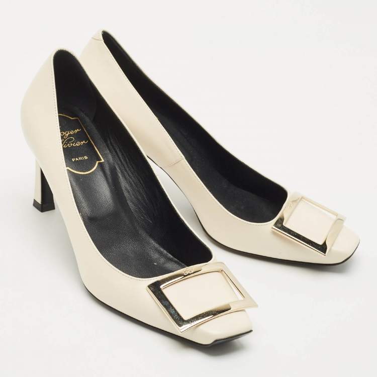 Pre Owned Roger Vivier White Leather Trompette Pumps Size 37