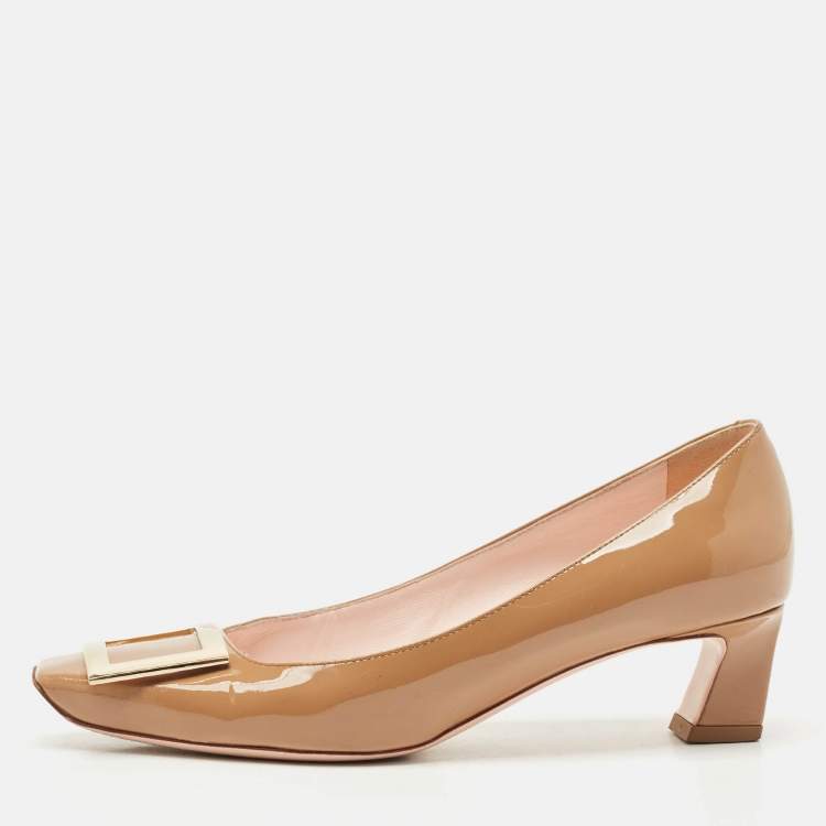 Pre Owned Roger Vivier Light Brown Patent Leather Trompette Pumps Size 37