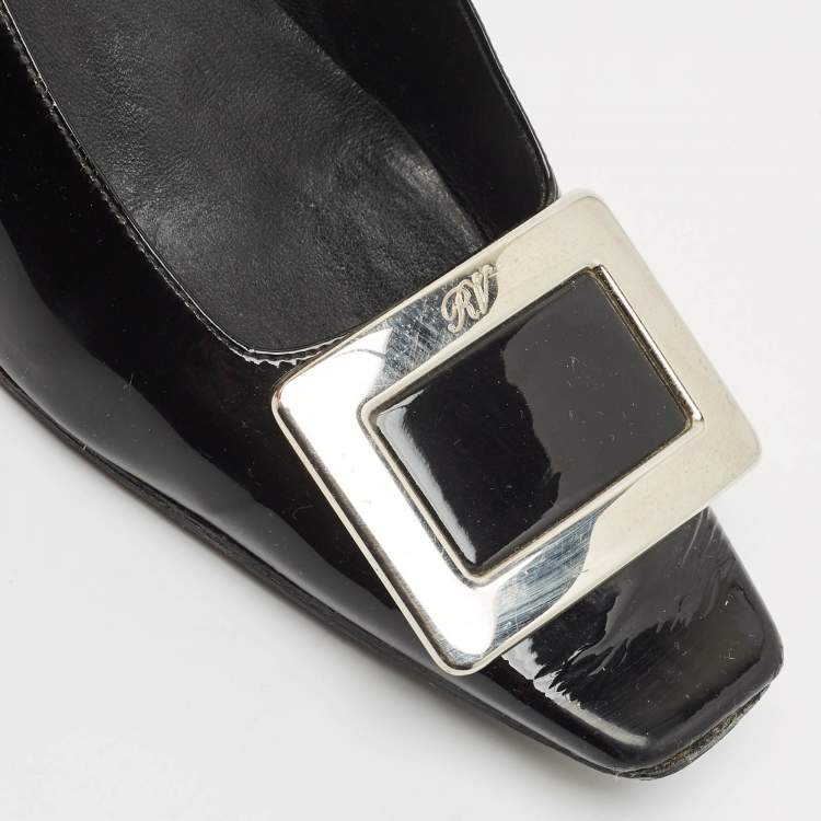 Pre Owned Roger Vivier Black Patent Leather Belle Vivier Pumps Size 36.5