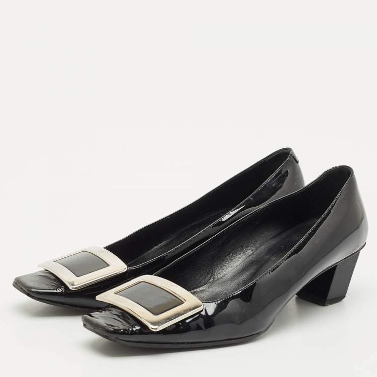 Pre Owned Roger Vivier Black Patent Leather Belle Vivier Pumps Size 36.5