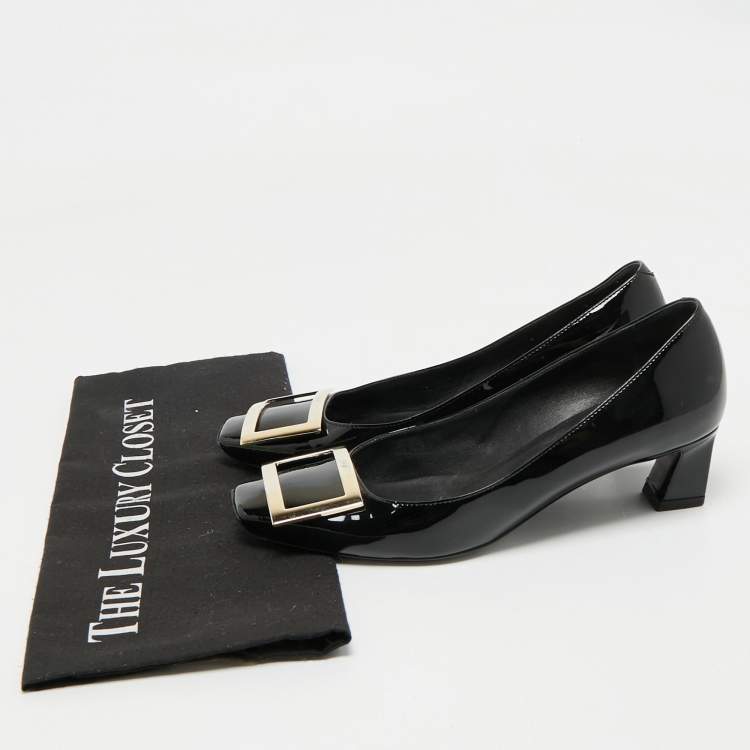 Pre Owned Roger Vivier Black Patent Leather Trompette Pumps Size 37