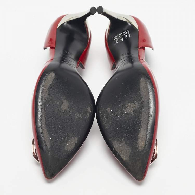 Pre Owned Roger Vivier Burgundy Patent Leather Trompette D'orsay Pumps Size 37.5