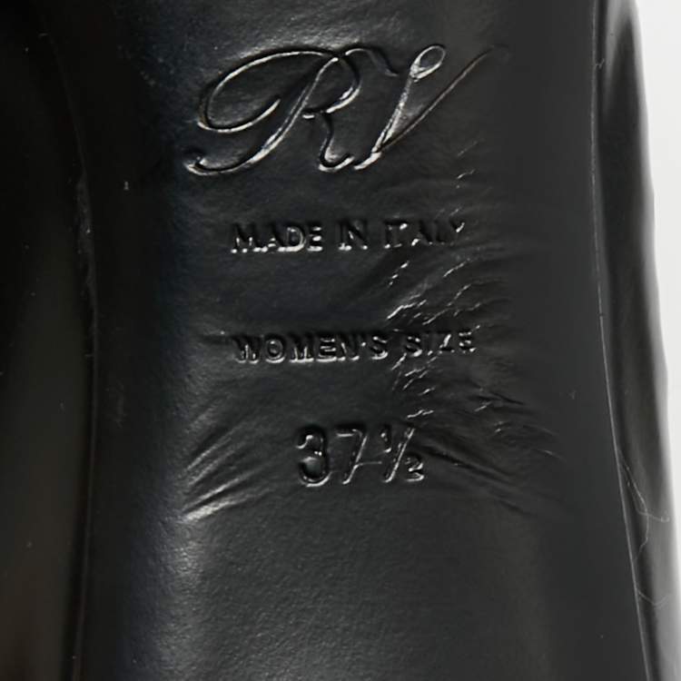 Pre Owned Roger Vivier Black/Metallic Leather Laser Cut-Out Belle Vivier Pumps Size 37.5